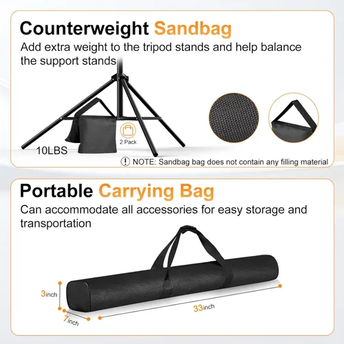 Miniatura 6 de Soporte para Telón de Fondo, 10 x 7 pies (ancho x alto) Soporte para Fondo Fotográfico Kit de Soporte Ajustable con 2 Barras Transversales, 8