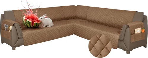 Miniatura 48 de Fundas para sofá modular, impermeables, 6 piezas, fundas de sofá en forma de L, lavables, antideslizantes, fundas para sofá seccional, suaves