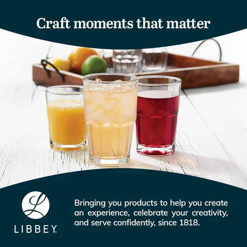Miniatura 6 de Libbey Boston Tumbler, vasos Rocks y de jugo, juego de 18 vasos de vidrio clásicos apilables, vasos de cocina versátiles para uso diario