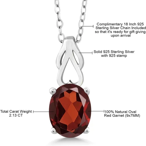 Miniatura 116 de Gem Stone King Collar de plata de ley 925 con piedra natal ovalada de 0.354 x 0.276 in Collar con colgante solitario para mujer Con cadena