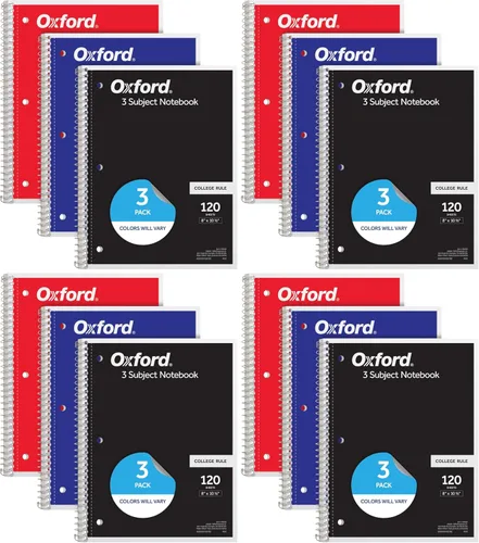 Miniatura 8 de Cuadernos en espiral Oxford, paquete de 3, 3 materias, cuadernos rayados universitarios para la escuela, 8 x 10.5 pulgadas, 120 hojas, 2 divisores