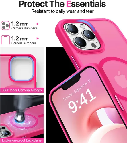 Miniatura 5 de Funda magnética para iPhone 12/iPhone 12 Pro, compatible con MagSafe, protección contra caídas de grado militar, a prueba de golpes, translúcida