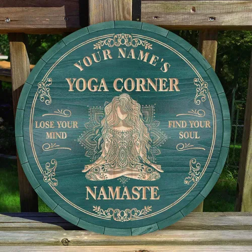 Miniatura 3 de Artsy Woodsy Placa de pared de madera personalizada para estudio de yoga, Zen Den, sala de meditación, espacio de atención plena, letrero Namaste, 01