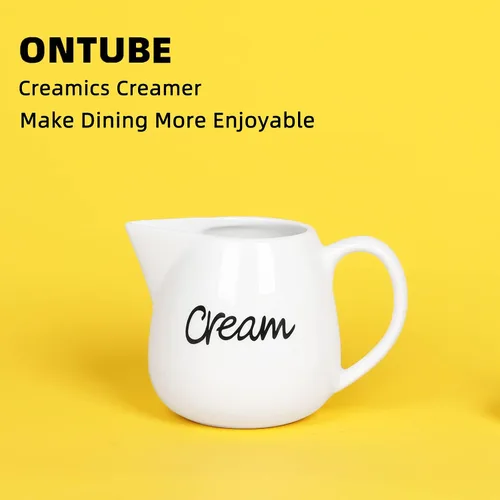Miniatura 4 de ONTUBE Crema de porcelana, jarra de crema de leche de cerámica de 12 oz (blanco)