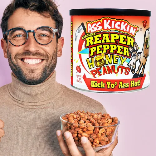 Miniatura 2 de ASS KICKIN’ Cacahuetes picantes Carolina Reaper – 12oz - Regalo gourmet picante definitivo - ¡Pruébalos si te atreves!