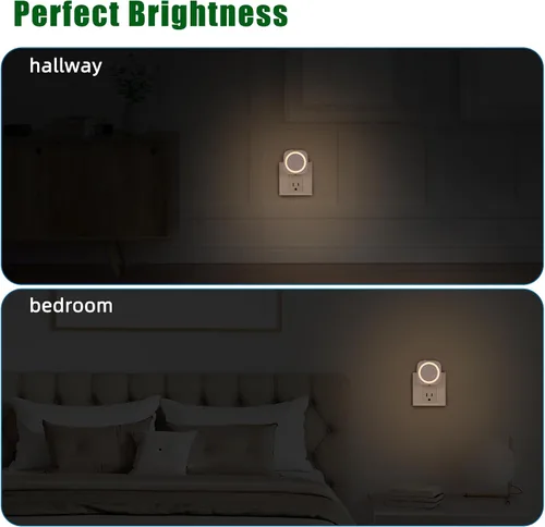 Miniatura 6 de Luces nocturnas LED enchufables a la pared, luz nocturna suave indirecta regulable con sensor de polvo a amanecer, luz nocturna cálida para Blanco