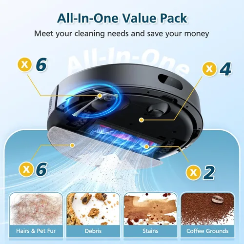 Miniatura 8 de Piezas de Reemplazo Accesorios Compatibles con Aspiradora Robot Roborock Q7 M5+/ Q7 M5/ Q7 L5/ Q7 L5+, 2 Cepillos Rodantes, 6 Toallitas de Limpieza