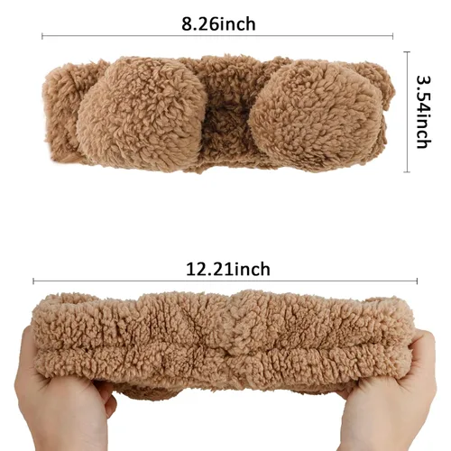 Miniatura 5 de YISSION 2 diademas de spa con orejas de oso, banda antideslizante para lavado de cara, maquillaje, cuidado de la piel, diadema facial, banda