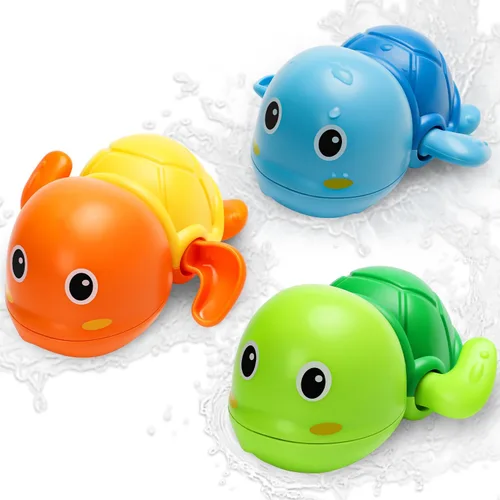 Miniatura 2 de Juguetes de baño, lindos juguetes de baño de tortuga nadadora para niños pequeños de 1 a 3 años, juguetes flotantes de piscina de agua con cuerda