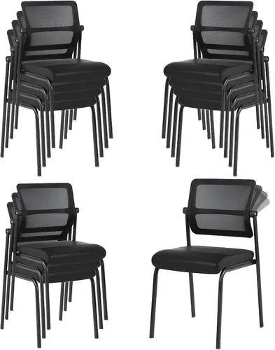 Miniatura 12 de CLATINA Sillas de escritorio de oficina apilables de malla, portátil, apilable, a granel, para sala de espera, sin brazos, con respaldo ajustable