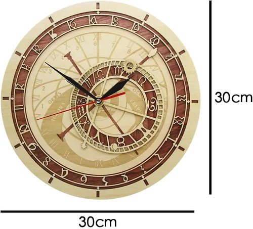 Miniatura 5 de The Geeky Days Reloj astronómico de Praga en madera República Checa Astronomía medieval Arte de pared Astrología Reloj decorativo de pared Obra