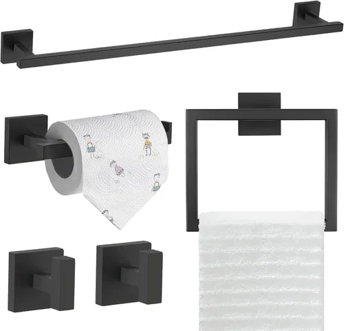 Miniatura 18 de TQKAG Juego de 5 piezas de accesorios de baño de níquel cepillado clásico montado en la pared de acero inoxidable SUS304 juego de accesorios de baño