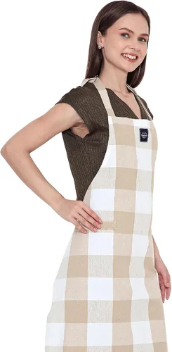 Miniatura 7 de Encasa XO Delantales de cocina de algodón para mujeres y hombres con bolsillo y bucle para toalla, correa ajustable para cuello y espalda
