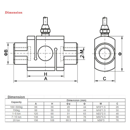 Miniatura 4 de ATO Célula de carga de 1,543.2 lbs, célula de carga de tensión y compresión, sensor universal de medidor de tensión, sensor de pesaje de acero