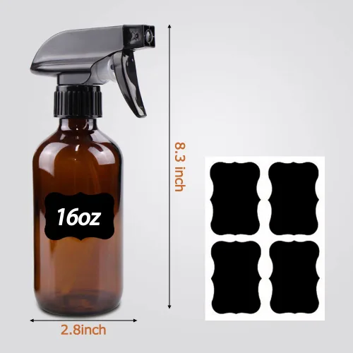 Miniatura 5 de Botellas de spray de vidrio ámbar Wedama, paquete de 2 botellas de vidrio de 16 oz para soluciones de limpieza y aceites esenciales, botella