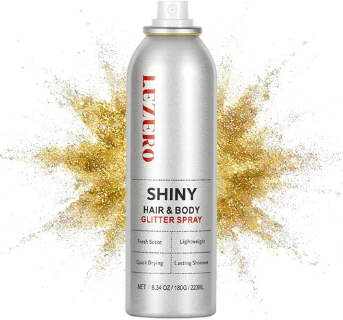 Miniatura 7 de Lezero Spray de Purpurina Corporal, Spray Brillante Temporal para Cara, Cabello, Ropa, Niebla Brillante de Larga Duración y Secado Rápido