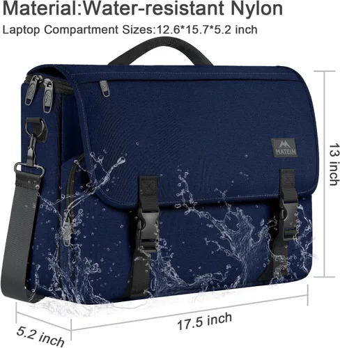 Miniatura 52 de MATEIN Bolsa tipo mensajero para hombres, mochila escolar para adolescentes, ligera de 17.3 pulgadas, maletín para laptop grande, bolsa cruzada