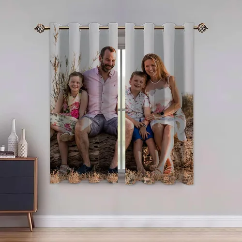 Miniatura 3 de Cortinas opacas personalizadas, juego de 2 paneles/aislamiento térmico para oscurecer la habitación, cortinas de dormitorio para añadir fotos, Ojal
