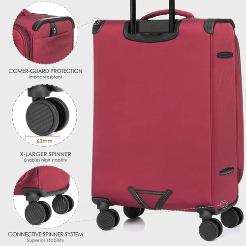 Miniatura 3 de VERAGE Teldo Softside - Equipaje de ruedas giratorias expandible, Borgoña, Equipaje de mano Softside