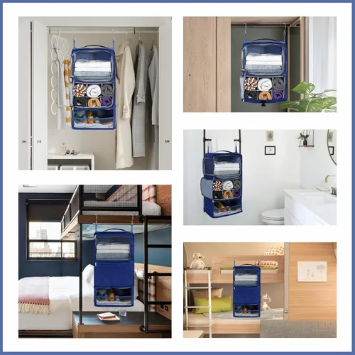 Miniatura 7 de Surblue Estantes colgantes Bolsa de almacenamiento de viaje Cubo de embalaje de compresión para maleta plegable con capa de extensión de gran