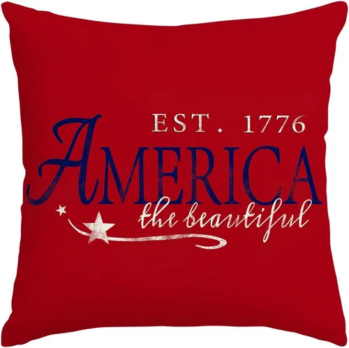 Miniatura 12 de RABUSOFA Fundas de almohada para el 4 de julio, 18 x 18 pulgadas, letreros patrióticos, rojo, blanco y azul, Día de la Independencia, 4 de julio