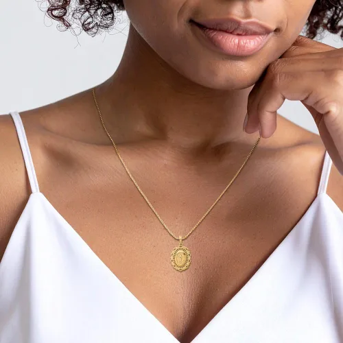 Miniatura 7 de IceCarats Collar con colgante ovalado de oro amarillo de 14 quilates con dije de medalla de Nuestra Señora de los Milagros de la Virgen María
