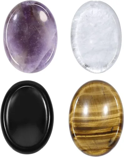 Miniatura 8 de mookaitedecor Paquete de 4 piedras ovaladas para el pulgar, piedras preciosas pulidas para ansiedad, terapia de cristal, meditación, equilibrio