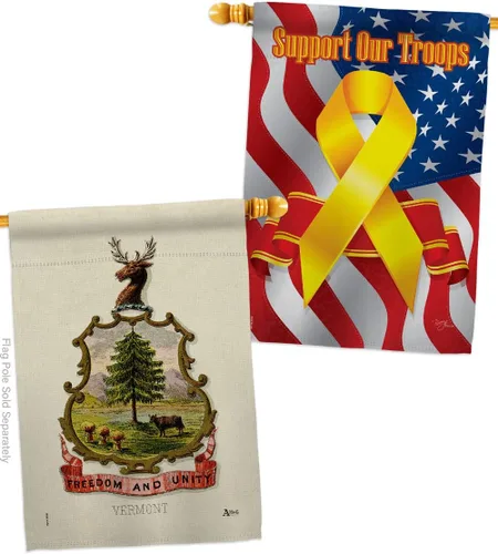 Miniatura 5 de Coat of arms Vermont House Flags 2 pcs Pack Americana States USA American Territories Republic Country Particular Area Small Decorative Gift Yard