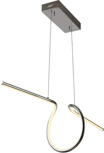 JONATHAN Y Lámpara colgante lineal LED integrada moderna cromada de 34.5 pulgadas, accesorio colgante de metal regulable para isla de cocina,