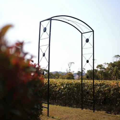 Miniatura 3 de Arco de jardín de acero, 7 pies 6 pulgadas de alto x 4 pies 7 pulgadas de ancho, cenador de jardín para varias plantas trepadoras, jardín al aire