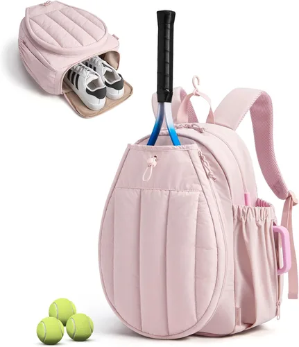 Miniatura 16 de BAGSMART - Bolsa de tenis y gimnasio para mujeres, con compartimento para 2 raquetas, compartimento para zapatos y bolsillo para cosas húmedas
