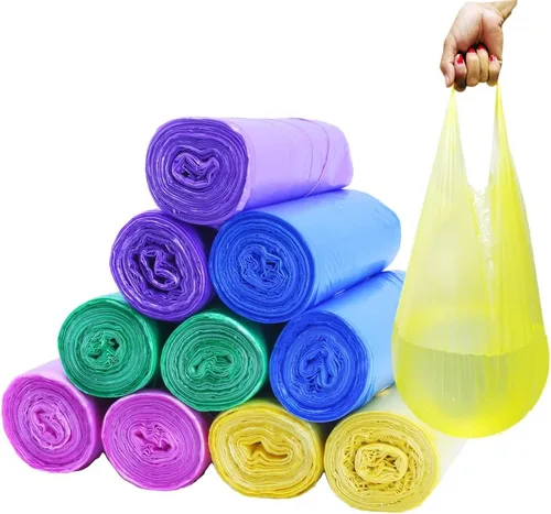 Miniatura 6 de 100 unidades de bolsas de basura pequeñas de 4 galones, negras, material PE duradero, asas, puntos de quiebre, 46x60cm Negro