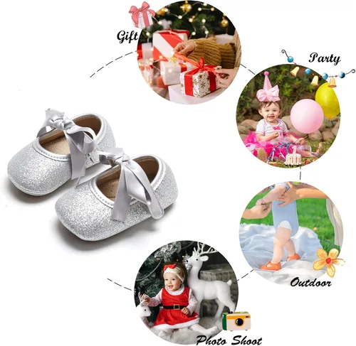 Miniatura 97 de Felix & Flora Zapatos de bebé de suela suave - Zapatos de bebé para caminar, mocasines, suela de goma, zapatos de cuna