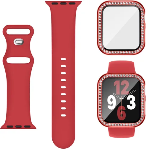 Miniatura 11 de Adorique 3-en-1 compatible con Apple Watch Band de 40 mm, 41 mm, 42 mm, 44 mm, 45 mm, 46 mm, correa deportiva de silicona suave para iWatch Series