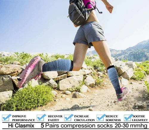 Miniatura 3 de Hi Clasmix - Calcetines de compresión graduados para mujeres y hombres, comodidad de pantorrilla ancha, lo mejor para circulación, embarazo, medios