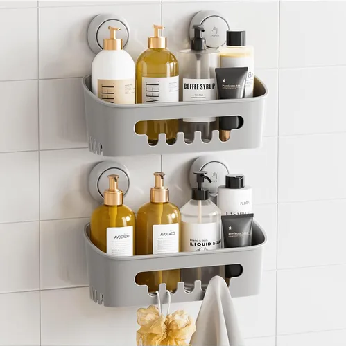 Miniatura 10 de TAILI Organizador de Ducha con Ventosa Paquete de 2, Organizador de Baño de Alta Resistencia, Estantes Removibles para Interior de Ducha, Champú