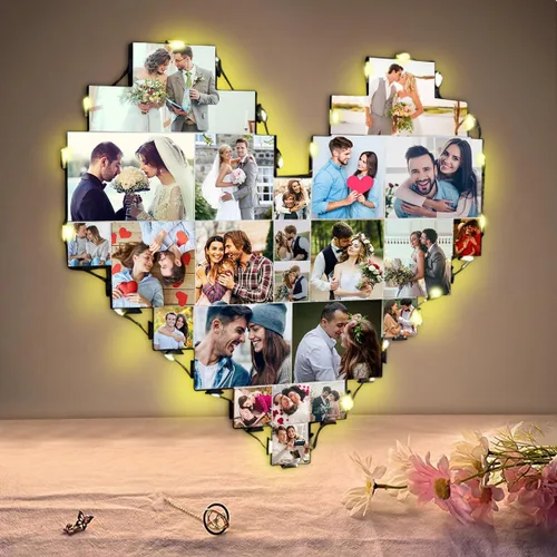 Miniatura 7 de Alice - Lámpara de fotos personalizada con forma de corazón grabada con 15 fotos para el día de la madre, regalo para la nueva mamá o madre