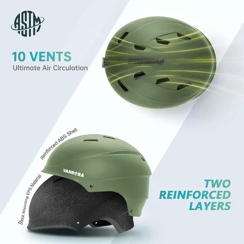 Miniatura 2 de VANRORA Casco de esquí, casco de snowboard para hombres y mujeres, ventilación con control de clima, ajuste de esfera, compatible con gafas, forro