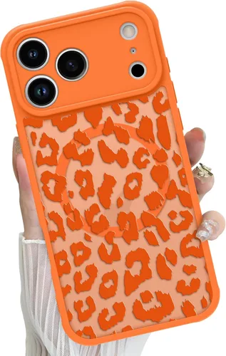 Miniatura 70 de Funda magnética para iPhone 17 Pro [compatible con MagSafe], bonita funda de moda con estampado de leopardo negro, translúcida, mate, parte trasera