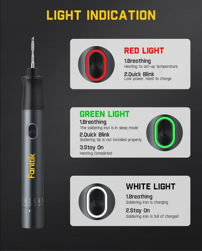 Miniatura 6 de Kit de soldador Fanttik T1 Max, soldador inalámbrico, calentamiento rápido de 7 segundos (390°F-840℉), auto-descanso, 4 puntas de soldadura