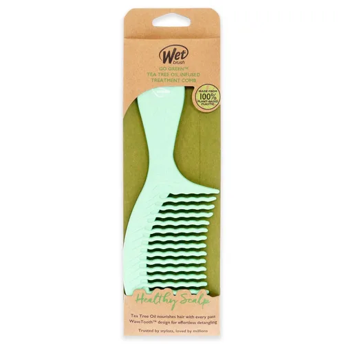 Miniatura 3 de Wet Brush Go Green - Peine de tratamiento con infusión de aceite de árbol de té, desenredante de cabello de dientes anchos con diseño de dientes