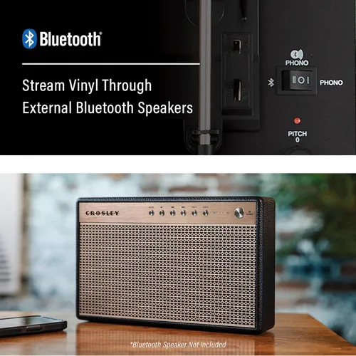 Miniatura 5 de Crosley CR8017B-FL Voyager - Tocadiscos portátil clásico de vinilo con Bluetooth de entrada/salida y altavoces integrados, Floral