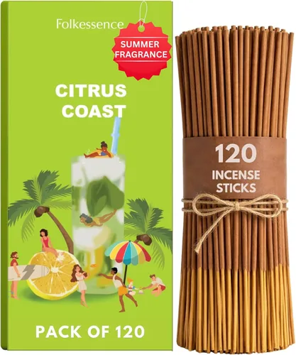 Miniatura 16 de Folkulture Juego de 6 varillas de incienso de primera calidad para playa, vacaciones de verano, sin carbón, orgánico, no tóxico, 45 minutos