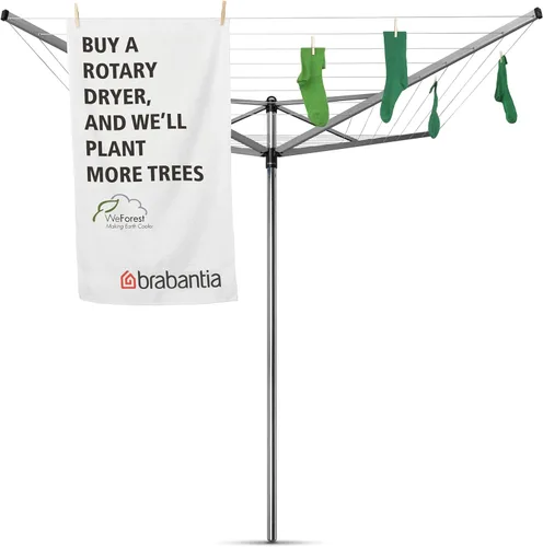 Miniatura 8 de Brabantia Topspinner Tendedero giratorio de 4 brazos para exteriores (131 pies/Ø 1.8 pulgadas) giratorio y plegable + tubo de tierra de hormigón Gris