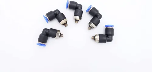 Miniatura 32 de Empuje para conectar conexión de tubo de 1/4" OD x 1/8" rosca NPT macho, codo neumático macho de aire línea de agua de aire de 90 grados codo