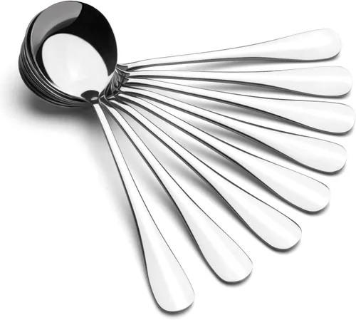 Miniatura 10 de Cucharas de sopa, cubiertos de cuchara al por mayor, juego de cucharas redondas de acero inoxidable de 8