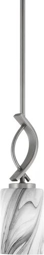 Miniatura 64 de Toltec Lighting Cavella Stem Colgado Mini colgante, acabado grafito, vidrio de muselina blanca de 4 pulgadas