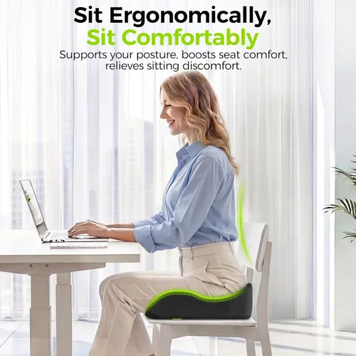 Miniatura 8 de AUVON Cojín de asiento de gel para sillas de oficina, cojines ergonómicos de espuma viscoelástica para apoyo de larga duración y ciática, espalda