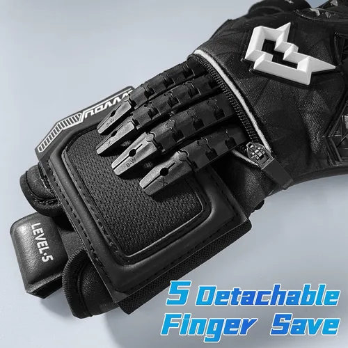 Miniatura 3 de WVVOU Guantes de portero de fútbol para adultos y jóvenes, guantes de portero de alto rendimiento con 5 dedos desmontables, guantes de fútbol