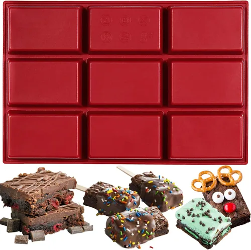 Miniatura 8 de FUNSHOWCASE Molde rectangular de silicona para barra de caramelo de chocolate, 20 cavidades, molde rectangular para tartas de jabón 20 cavidades por